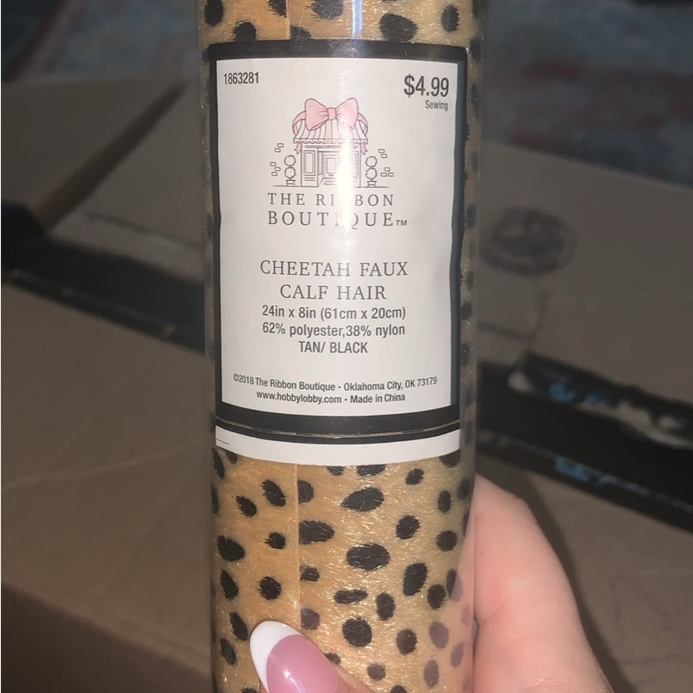 Cheetah Faux Calf Hair Ribbon - Tan and Black